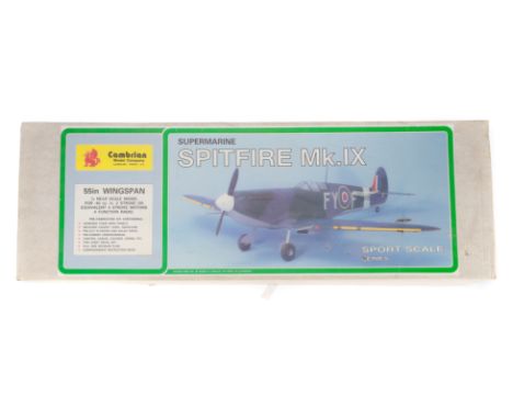 A Cambrian Models Mk9 Spitfire Model Kit, 55 inch wingspan, approx 1/8 scale, assumed complete, not checked, in maker's box.