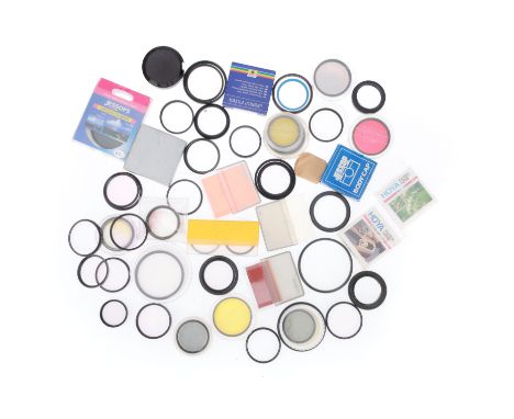 A Large Selection of Camera Filters, mostly circular filters, various sizes, colours ND's and a few Cokin square filters, mos