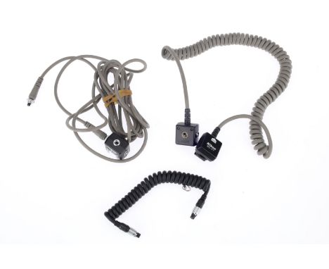 A Selection of Camera Flash Extension Cables, to include a Canon SC-17 cable, VG, coiled type, and a Nikon AS-10, VG, straigh