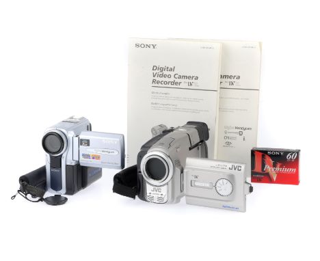 A Pair of Digital Video Camcorders, comprising a JVC GR-DVL9700 camcorder, silver, body G, powers up, display works, image ap