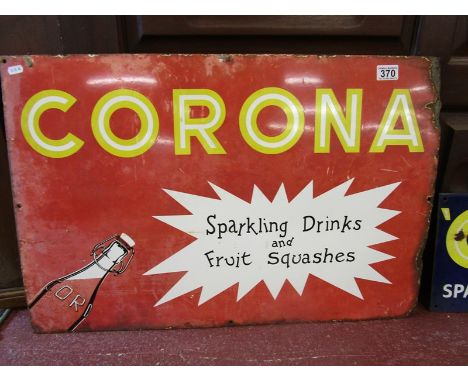 Enamel sign – Corona with bottle graphic - Dimensions H=51cm W=76cm