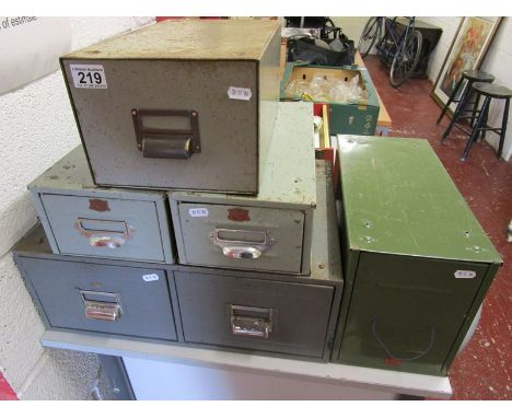 Collection of vintage filing drawers to include Veteran series