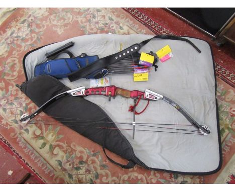 Recurve bow with arrows and quiver