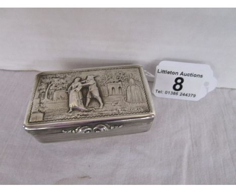 Chased silver snuff box of cufflink box with early London hallmark CR, Possibly Charles Rutherford - Approx 8.5cm x 5.5cm x 2