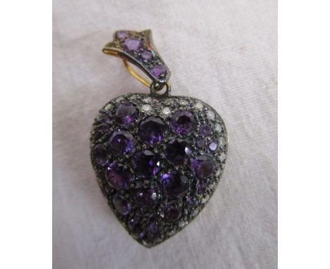 Amethyst and diamond heart locket