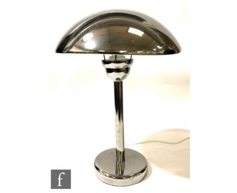 Unknown - An Art Deco table lamp with chrome base rising to a chrome domed shade, height 46cm. 