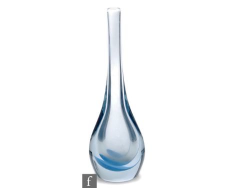 Stromberg - A post war vase of ovoid form with tall collar neck, internally decorated with a light blue inclusion and cased i