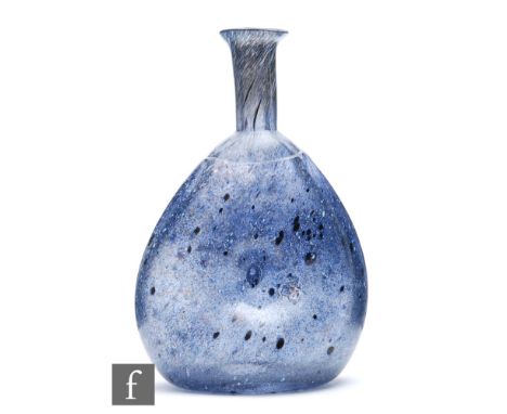 Bertil Vallien - Boda - A later 20th Century Artist collection vase of bottle form with compressed and dimpled sides, decorat