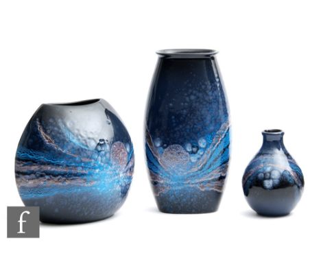 Anita Harris - Poole Pottery - A group of three Living Glaze 'Celestial' pattern vases, heights ranging 14cm-26cm. (3) 