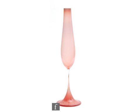 Nils Landberg - Orrefors - A Tulip vase with tapered ovoid bowl raised to a slender stem and circular foot cased in graduated