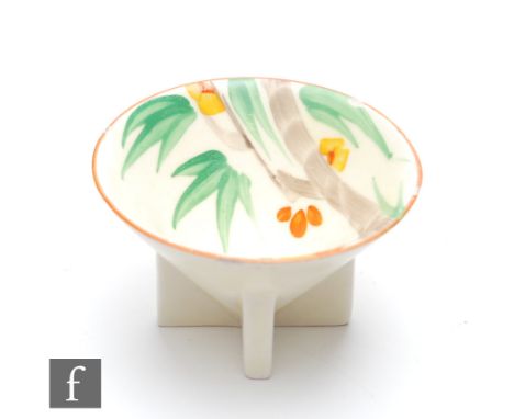 Clarice Cliff - Latona Palm - A small Conical sugar bowl circa 1936, hand painted with a stylised tree to a cream Latona glaz