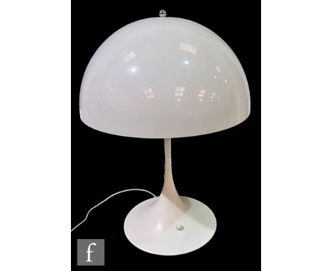 Verner Panton - For Louis Poulson - A Panthella table lamp in opal white, the&nbsp;hemispherical white acrylic lampshade supp