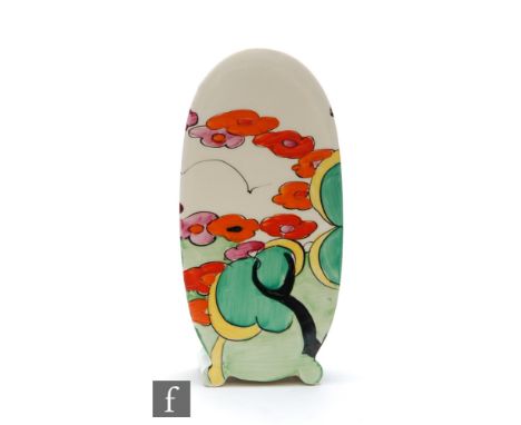 Clarice Cliff - Green Erin - A Bon Jour shape sugar sifter circa 1933, hand painted with a stylised tree and flower landscape