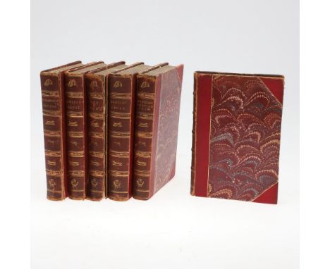Robert Surtees. The Sporting Novels, 6 volumes, hand-coloured plates, tissue guards, contemporary red half morocco, 8vo, Lond