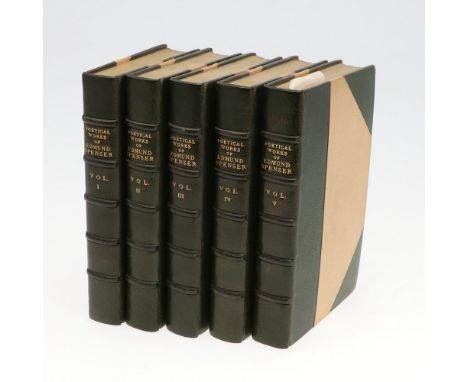 Edmund Spenser. The Poetical Works, 5 volumes, half-titles, engraved portrait frontispiece, twentieth century polished half m