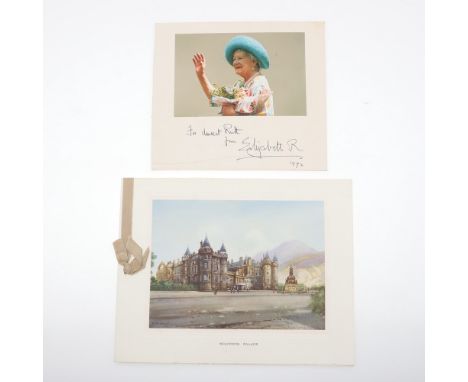 Elizabeth, widow of George VI, Queen of England (1900-2002). Christmas and New Year Card 1938,  signed and inscribed 'Elizabe