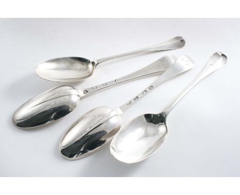 A QUEEN ANNE HANOVERIAN PATTERN TABLE SPOON by William Scarlett, London 1709, a George I table spoon, and two other early Geo