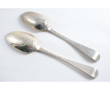 A GEORGE II SCOTTISH TABLE SPOON Hanoverian pattern, initialled "S", by James Ker, Edinburgh 1741 (ASSAY MASTER Dougal Ged), 