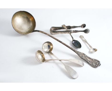 SCOTTISH FLATWARE:- A Victorian Queen's pattern soup ladle (a single struck variant), initialled "C", by R. Stewart, Glasgow 