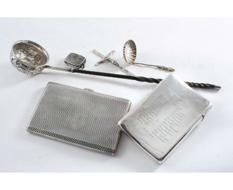 A MIXED LOT:- A Victorian cheroot case inscribed "Edinburgh to Aldershot with E. Troop J.C.M. from C.J.M", the reverse with t