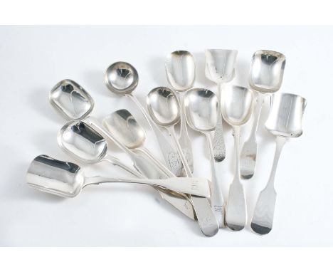 ELEVEN VARIOUS SCOTTISH & OTHER SUGAR/PRESERVE SPOONS One crested & some initialled, including an Aberdeen example & one by A