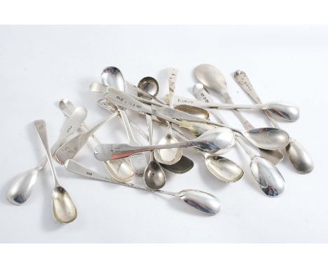 CAPE, CHANNEL ISLES ETC:- Two Cape-made mustard spoons, a Jersey made mustard spoon and sixteen other various mustard spoons 