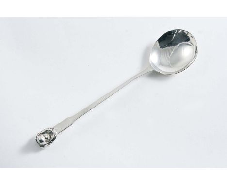 A SMALL HANDMADE GOLF CLUB PRIZE SPOON with a cast terminal, inscribed "CPGC" on the back of the stem, by the Dryad Metal Wor