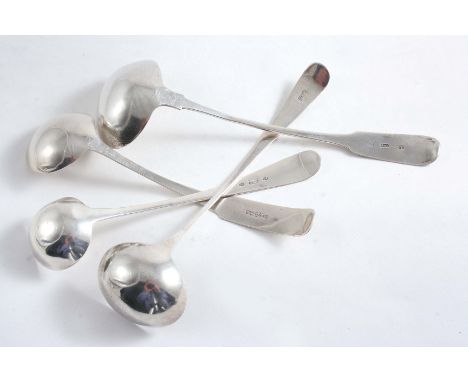 SCOTTISH PROVINCIAL:- An oar pattern toddy ladle, initialled, by John Glenny of Montrose, a Fiddle example, initialled, by Ch