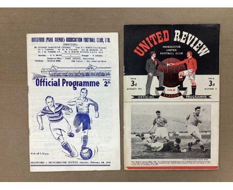 1948-9 Manchester United v. Bradford Park Avenue Programmes for The F.A Cup First Game at Old Trafford and replay at Park Ave