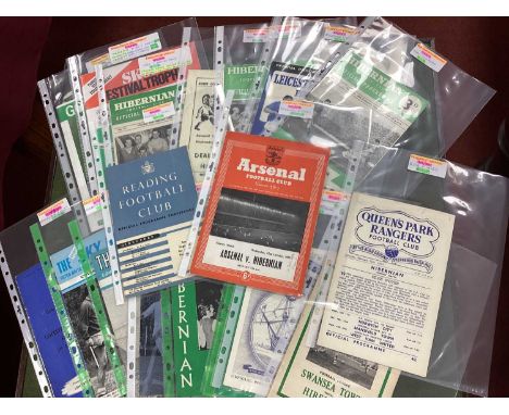 Hibernian Programmes Mainly v. English Opponents 1952-88, including 52-3 at Arsenal, 54-5 at Reading, 60-1 at Swansea, 56-7 v