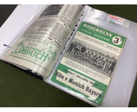 Hibernian European Friendly Programmes 1954-74, including 54-5 v. Rapid, 58-9 v. Bayern Munich, Orgryte, 60-1 v. Bayern Munic