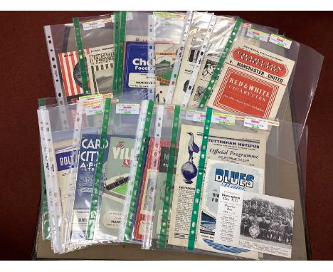 Manchester United 1955-6 Away Programmes - United Champions - at Birmingham plus promotion card, Tottenham, Manchester City, 