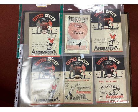 Manchester United Home Programmes, 1946-7 v. Sheffield United (taped), 47-8 v. Liverpool (restored spine), Charlton, Grimsby,