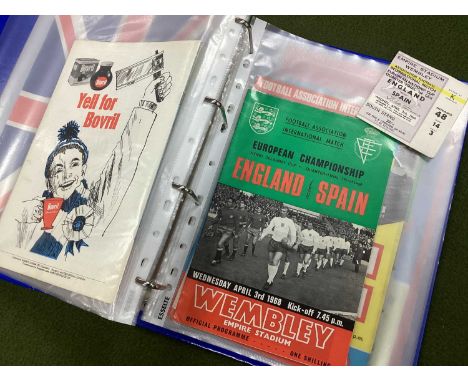 England Ticket and Programme, from home games 1965, 69, v. Austria, Ireland, Poland at Everton, West Germany, Yugoslavia, Cze