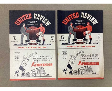 1947-8 Manchester United Home Programmes for The F.A Cup Games v. Charlton and Preston North End. (2).