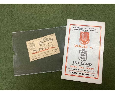 1955 Wales v. England Ticket - Admit Bearer at players entrance and programme. (2)