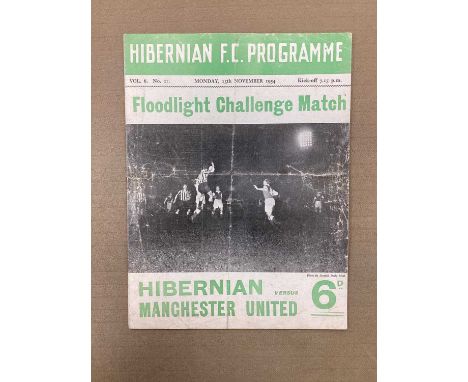 1954 Hibernian v. Manchester United Friendly Match Programme, dated 15th November 1954 (creased).