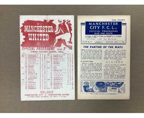 1945-6 Manchester United v. Manchester City Single Sheet Programme Dated April 6th (creased), together with four page issue a