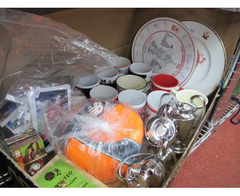 Liverpool F.C Mugs, china plates, model European Cups, trade cards, Subbuteo, etc:- One Box