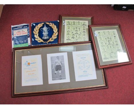 1960 F.A. Cup Final Programme, 1959 schools song sheet, 1972 Esso F.A Cup coin set, famous forwards and half-backs reproducti