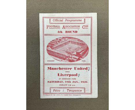 1947-8 Manchester United v. Liverpool Programme for The F.A Cup Game at Goodison Park, programme by Liverpool F.C (score on f