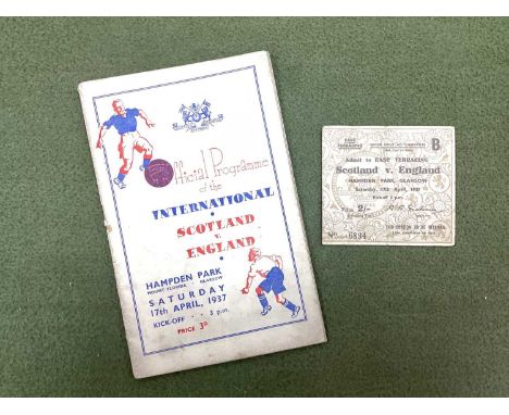 1937 Scotland v. England Ticket and Programme, for the game at Hampden Park, dated April 17th 1937. (2)