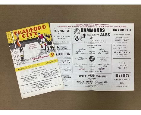 1960-1 League Cup Bradford City v. Manchester United Programme.