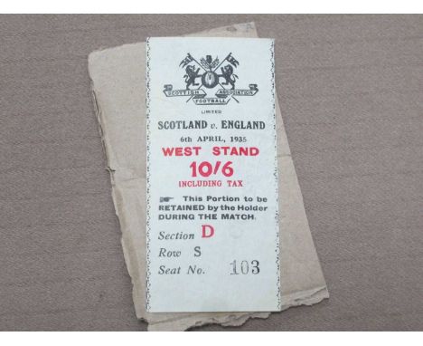 1935 Scotland v England Ticket, for the game at Hampden Park, dated April 6th 1935.