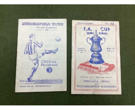 1951 F.A Cup Semi Final Newcastle v. Wolves Programme, from this first game and replay. (2).