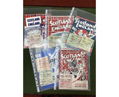 Scotland v. England Ticket and Programme - 1950 1952, plus extra ticket, 1954 plus extra ticket, 1956 plus extra ticket, 1958