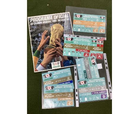 1986 World Cup, England Tickets for games v. Morocco, Portugal, Poland, Paraguay and Argentina and Argentina unused is a repr