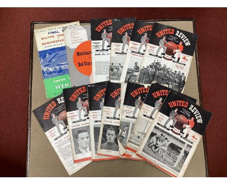 Manchester United Programmes, 54-5 v. Chelsea (spine tear, grubby), 57-8 v. Everton, Sheffield Wednesday, League, Chelsea, No