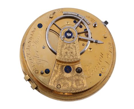 Fred Jenkins, an English lever fusee movement, no. 438, with a massee five escapement, diamond endstone, cylindrical pillars,