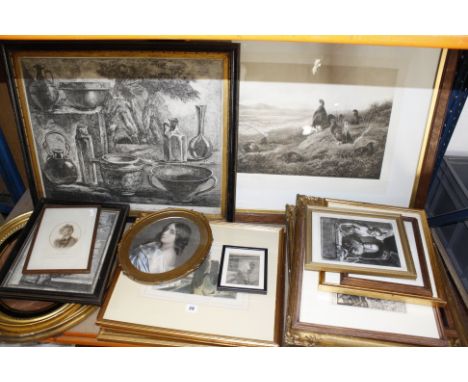 A quantity of assorted prints to include a limited edition print by Archibold Thorburn and other decorative prints  Property 